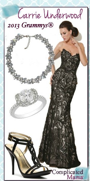 Carrie Underwood Grammy 2013 black lace gown Celebrity Look For Less