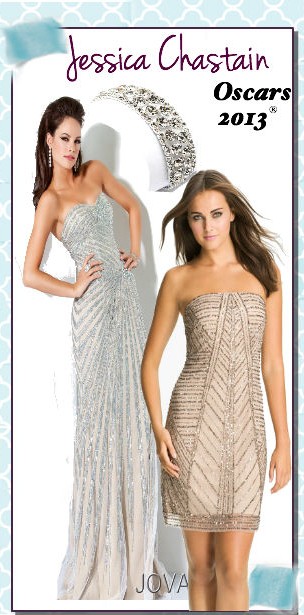 Jessica Chastain Oscar Look For Less gold sequins Celebrity Prom Gown