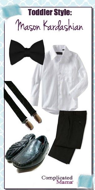 Mason Kardashian Style Look For Less tux bowtie suspenders