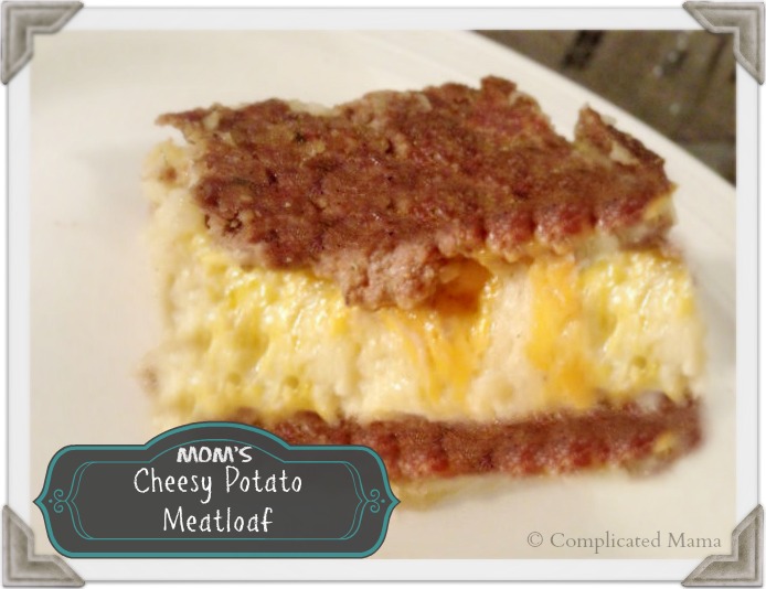 Moms cheesy potato meatloaf slice recipe