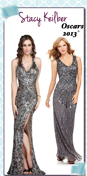 Stacy Kiebler Oscar Look For Less gunmetal black embellished Celebrity Prom Gown