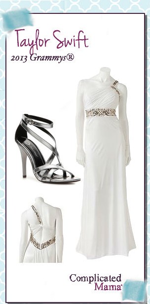 Taylor Swift Grammy 2013 white cream silver gown Celebrity Look For Less
