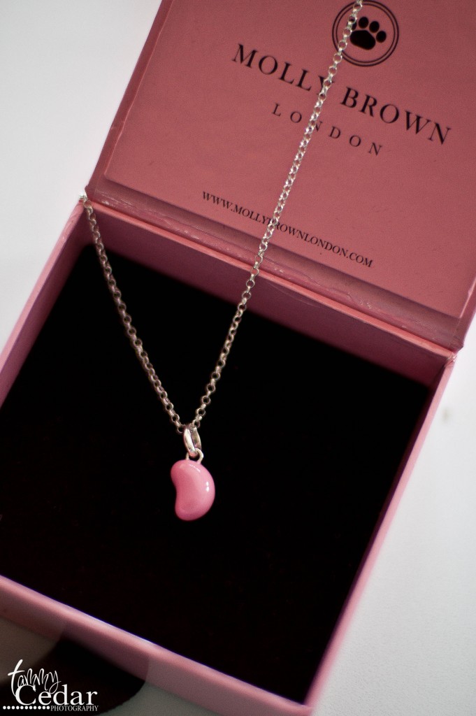 Special occasion jewelry gifts for girls: Molly Brown London pink bean necklace