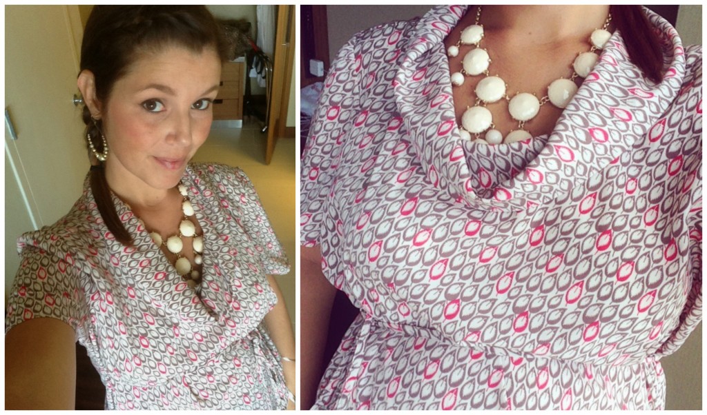 How to wear a bubble necklace with a cowl neck top