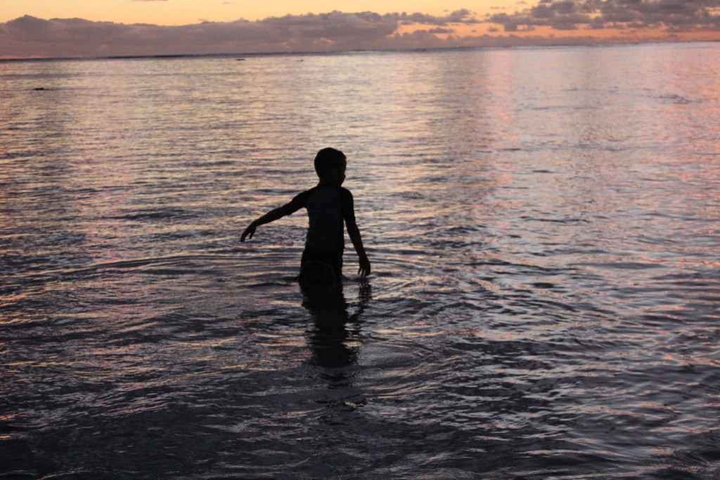 Lanakai Hawaii sunrise beach with kids