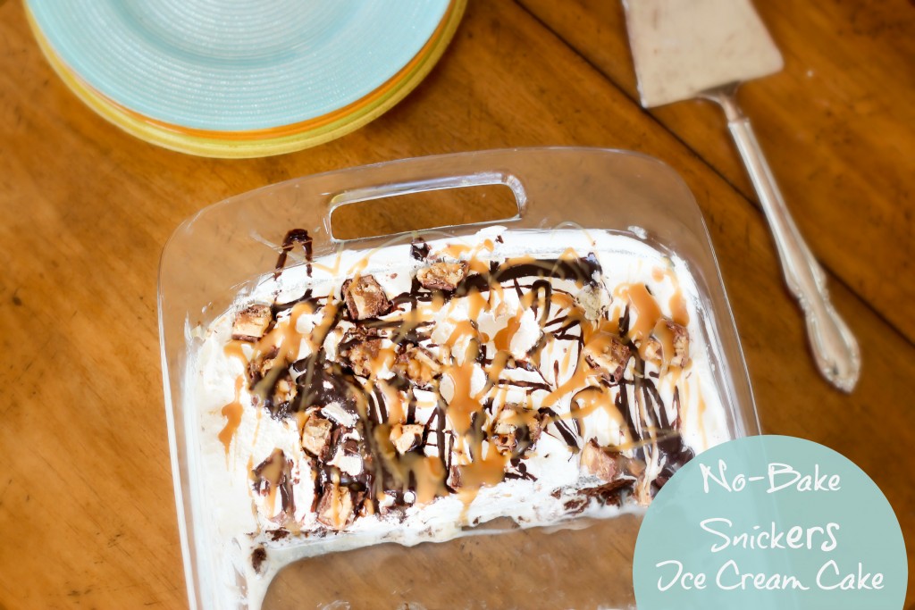 EASY No Bake Snickers Ice cream Cake