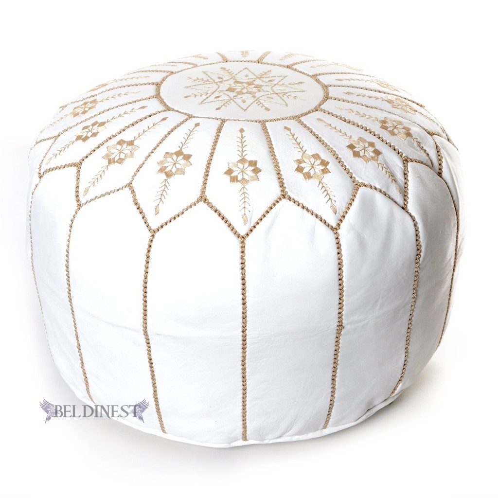White and Gold accent pouf